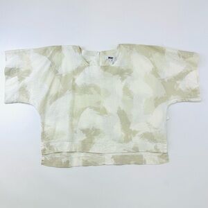 DKNY pure neutral cream white linen womens top Size Medium relaxed fit